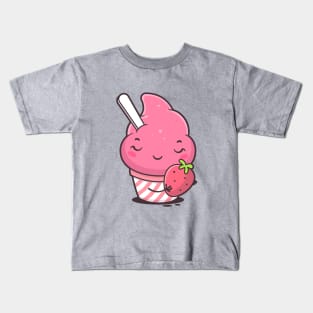 Strawberry Ice Cream Kawaii Kids T-Shirt